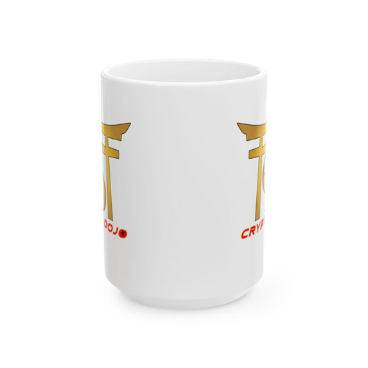 Crypto Dojo logo - White Ceramic Mug, (11oz, 15oz)