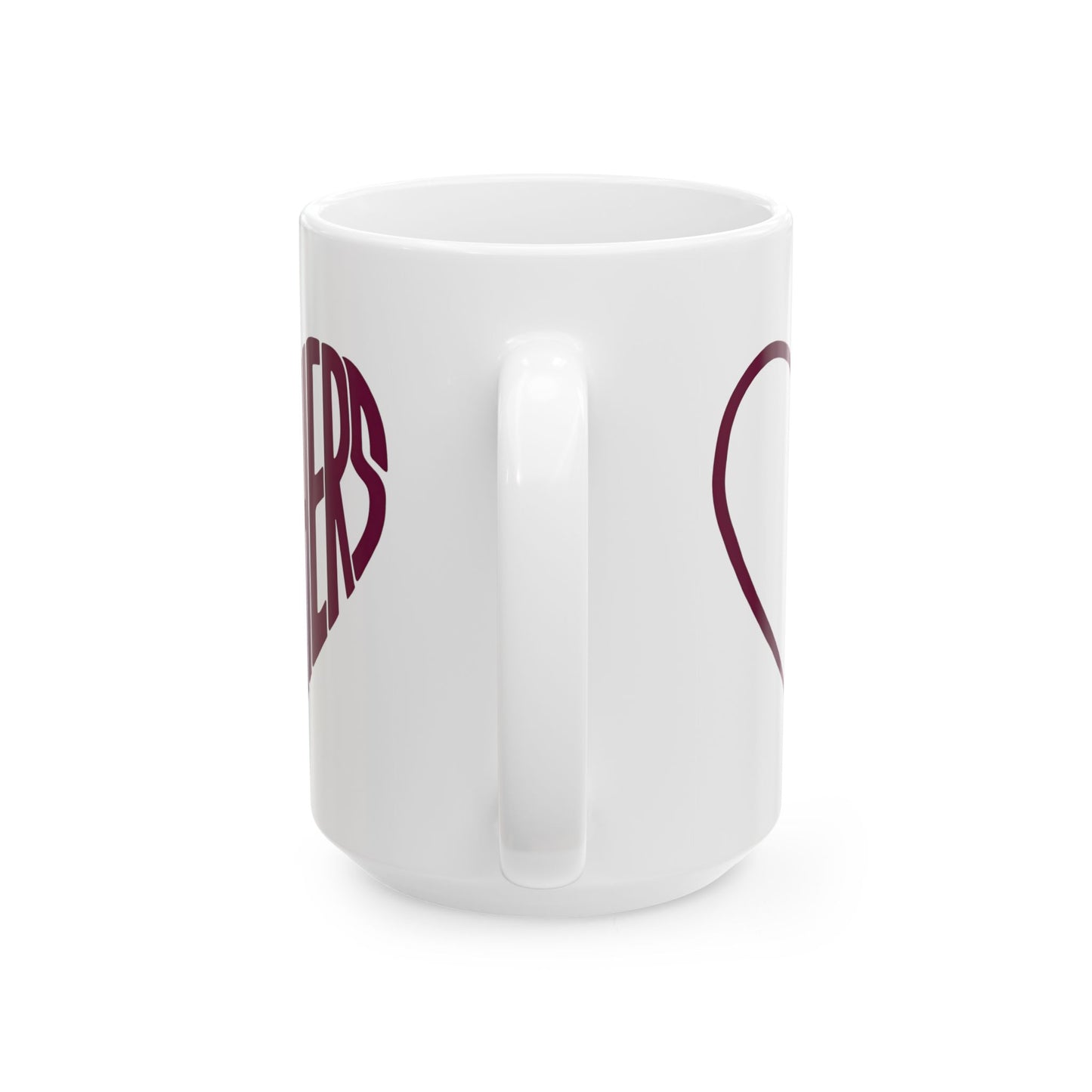 Her Burgundy Heart Ceramic Mug Coffee Cup (11oz & 15oz)- Gift for Him or Her