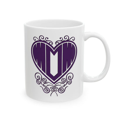 Mom in my Heart Purple on White Ceramic Coffee Mug (11oz, 15oz) - Gift For Mom