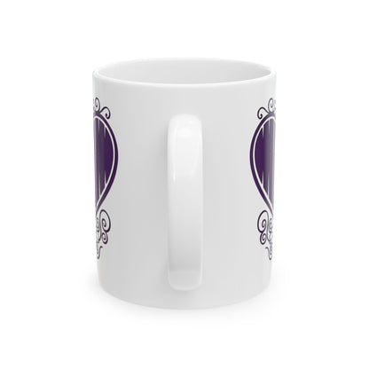 Mom in my Heart Purple on White Ceramic Coffee Mug (11oz, 15oz) - Gift For Mom