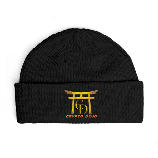 Embroidered Crypto Dojo Logo Beanie - Martial Arts Torii Gate Cuff Beanie