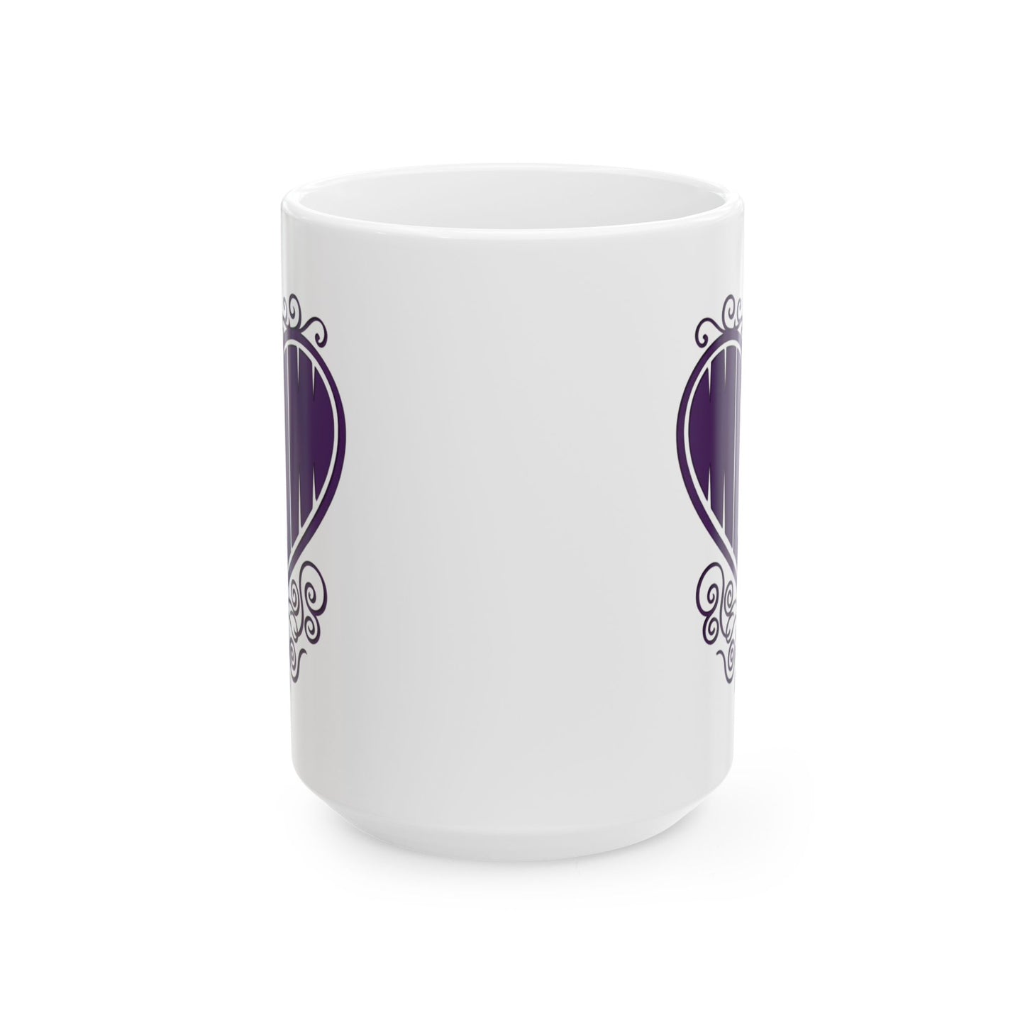 Mom in my Heart Purple on White Ceramic Coffee Mug (11oz, 15oz) - Gift For Mom