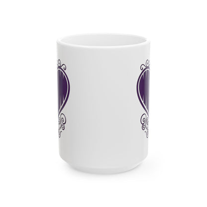 Mom in my Heart Purple on White Ceramic Coffee Mug (11oz, 15oz) - Gift For Mom