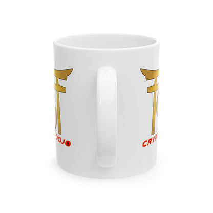 Crypto Dojo logo - White Ceramic Mug, (11oz, 15oz)