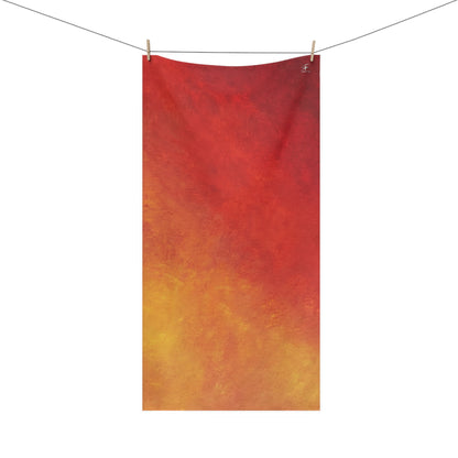 Firelight Ombre Beach Towel — Warm Red & Gold Cotton-Mink Blend