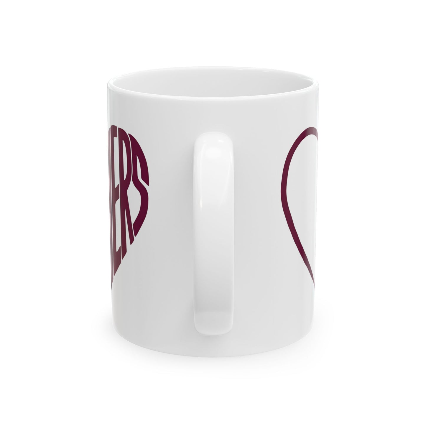 Her Burgundy Heart Ceramic Mug Coffee Cup (11oz & 15oz)- Gift for Him or Her