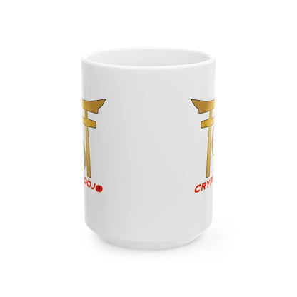 Crypto Dojo logo - White Ceramic Mug, (11oz, 15oz)