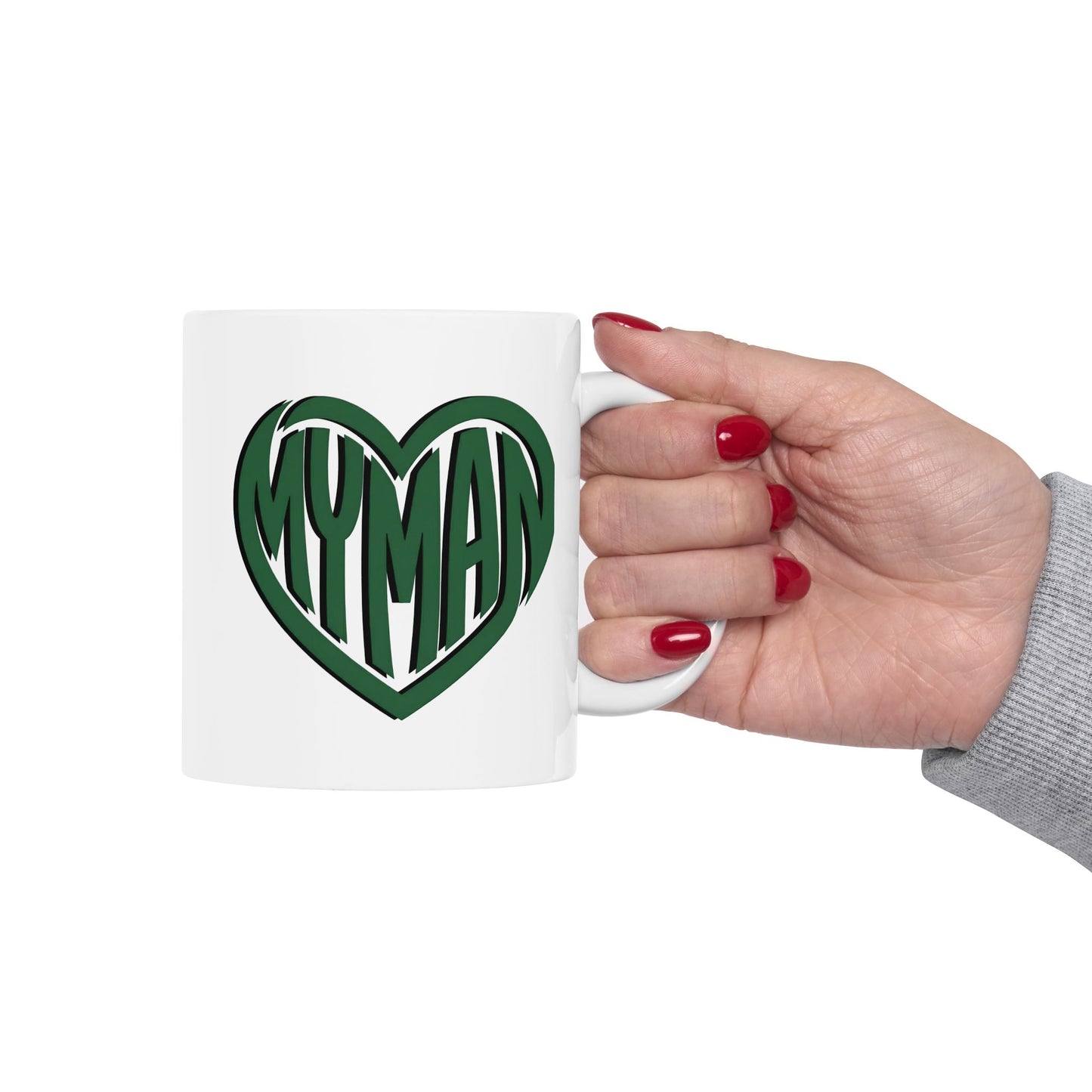 My Man Green Heart Mug - Coffee Cup (11oz, 15oz)