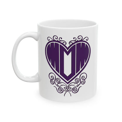 Mom in my Heart Purple on White Ceramic Coffee Mug (11oz, 15oz) - Gift For Mom