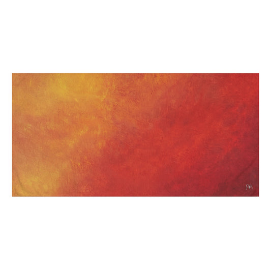 Firelight Ombre Beach Towel — Warm Red & Gold Cotton-Mink Blend
