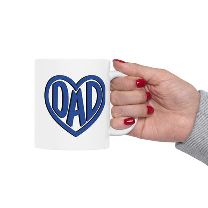 Dad Blue Heart Mug - Coffee Cup (11oz, 15oz)