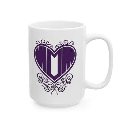 Mom in my Heart Purple on White Ceramic Coffee Mug (11oz, 15oz) - Gift For Mom