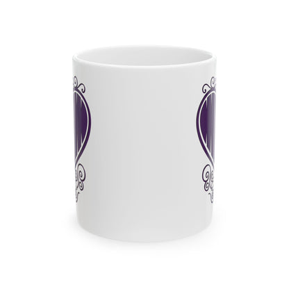Mom in my Heart Purple on White Ceramic Coffee Mug (11oz, 15oz) - Gift For Mom