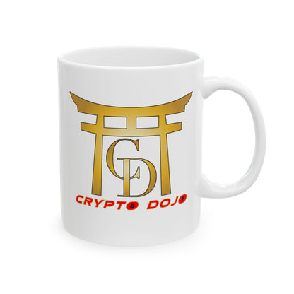 Crypto Dojo logo - White Ceramic Mug, (11oz, 15oz)