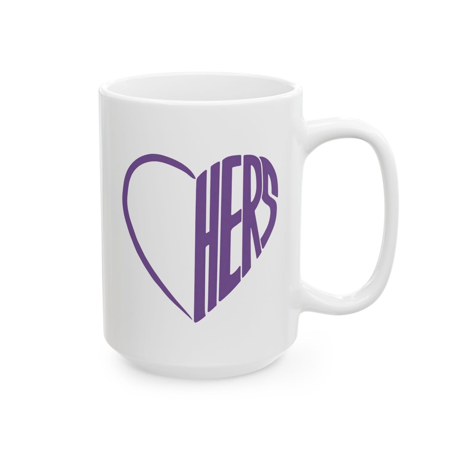 Her Lavender Heart Ceramic Mug Coffee Cup (11oz & 15oz)- Gift for Him or Her