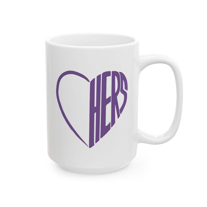 Her Lavender Heart Ceramic Mug Coffee Cup (11oz & 15oz)- Gift for Him or Her