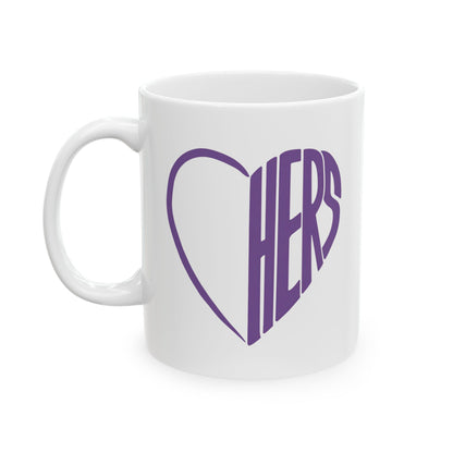 Her Lavender Heart Ceramic Mug Coffee Cup (11oz & 15oz)- Gift for Him or Her