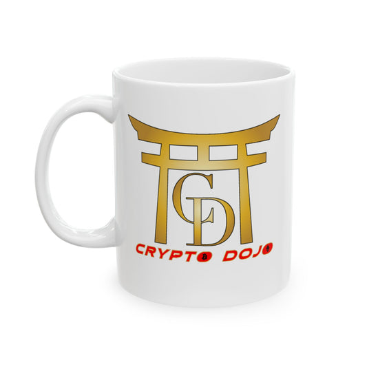 Crypto Dojo logo - White Ceramic Mug, (11oz, 15oz)