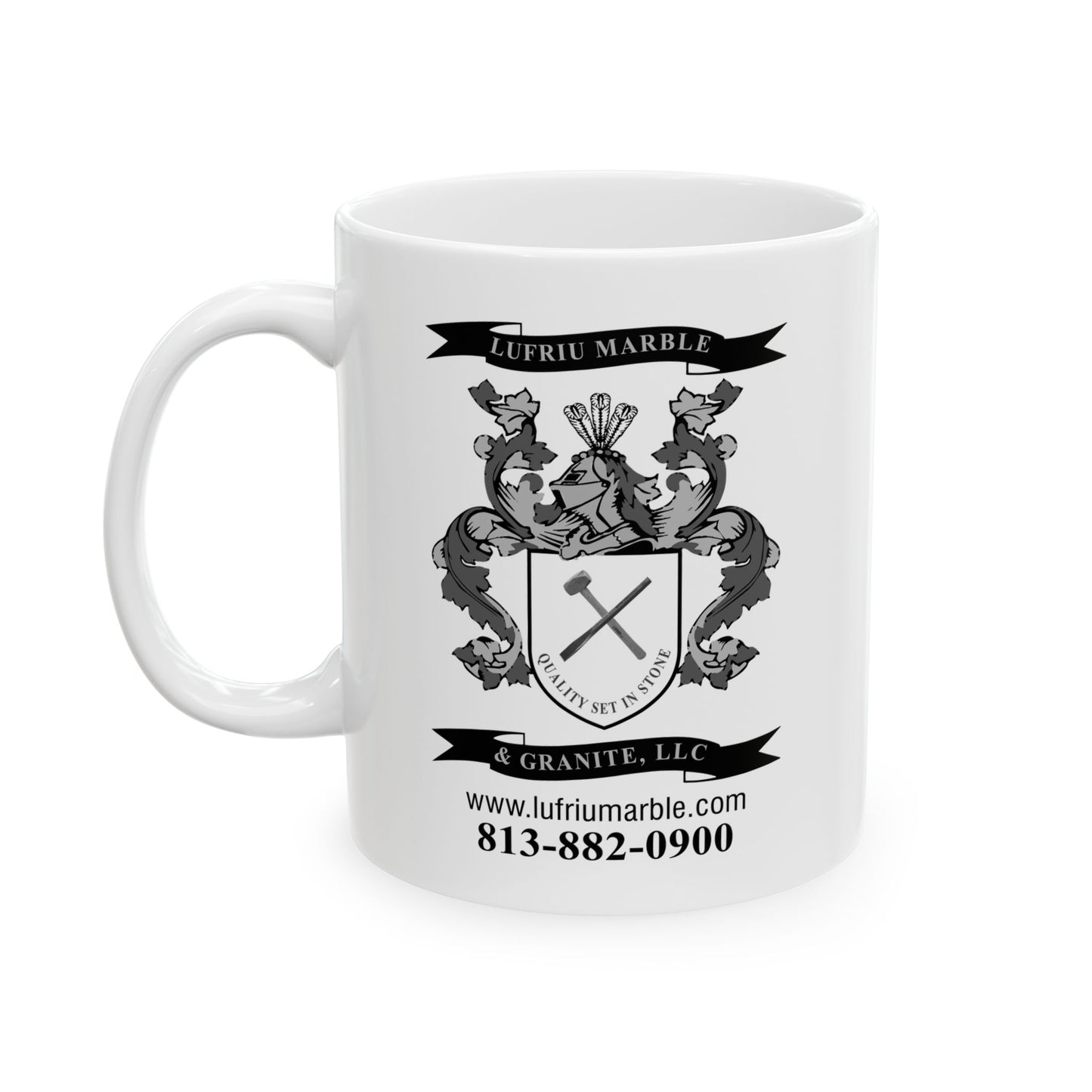 Lufriu Marble & Granite Ceramic Mug – Logo Coffee Cup (11oz/15oz)