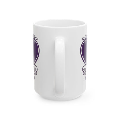 Mom in my Heart Purple on White Ceramic Coffee Mug (11oz, 15oz) - Gift For Mom