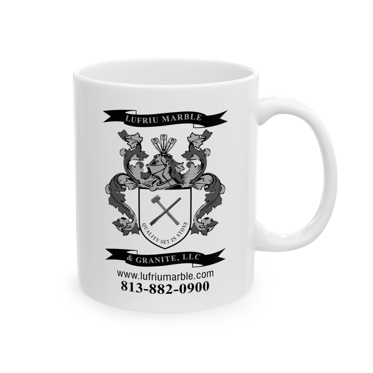 Lufriu Marble & Granite Ceramic Mug – Logo Coffee Cup (11oz/15oz)