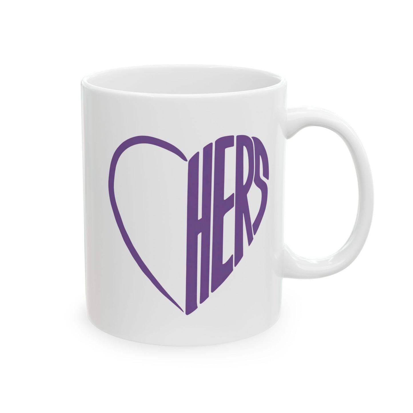 Her Lavender Heart Ceramic Mug Coffee Cup (11oz & 15oz)- Gift for Him or Her