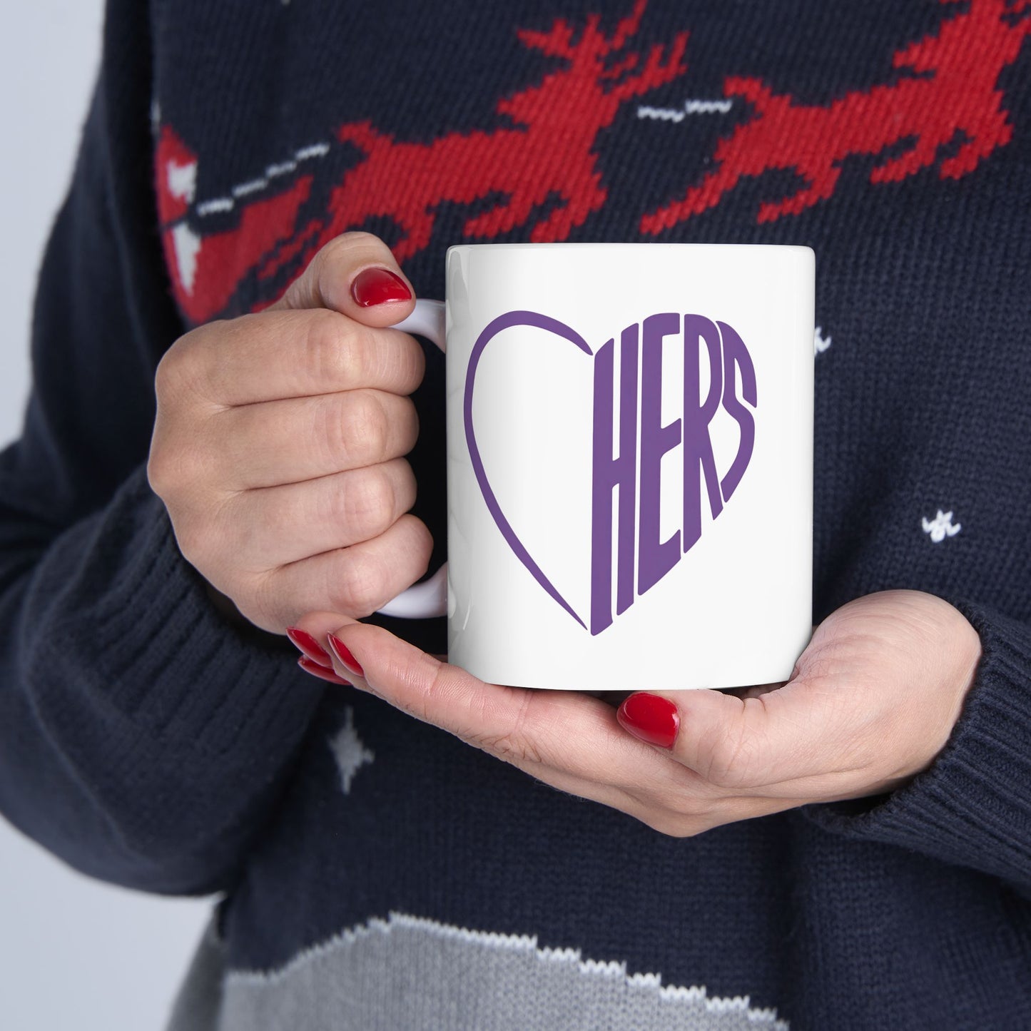 Her Lavender Heart Ceramic Mug Coffee Cup (11oz & 15oz)- Gift for Him or Her