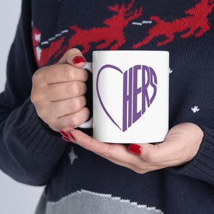 Her Lavender Heart Ceramic Mug Coffee Cup (11oz & 15oz)- Gift for Him or Her
