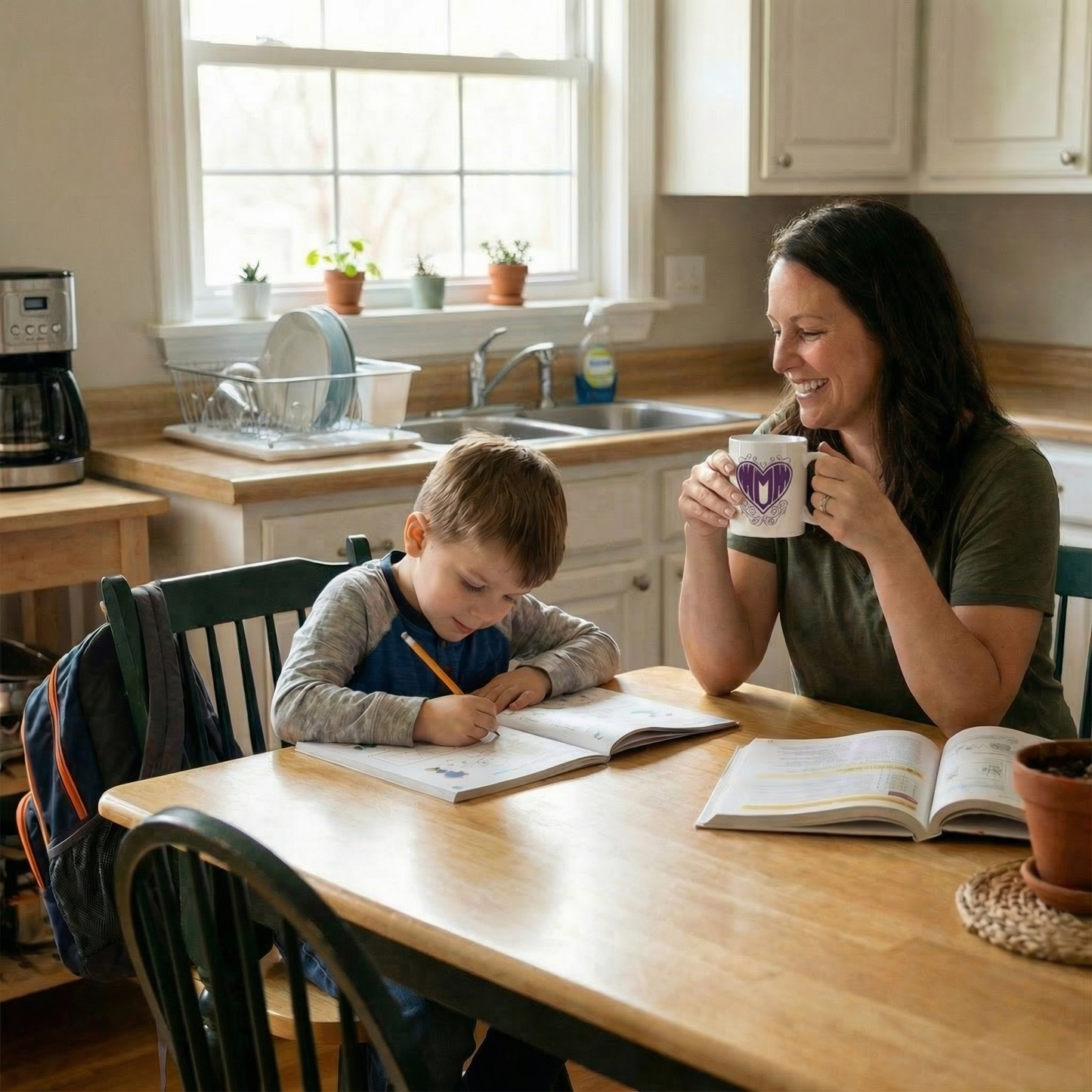 Mom in my Heart Purple on White Ceramic Coffee Mug (11oz, 15oz) - Gift For Mom