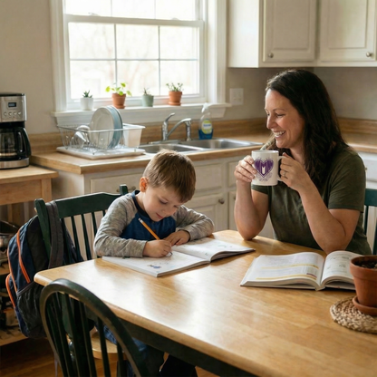 Mom in my Heart Purple on White Ceramic Coffee Mug (11oz, 15oz) - Gift For Mom